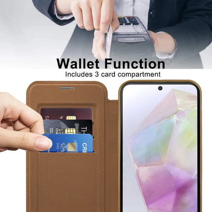 For Samsung Galaxy A36 5G Case Compatible with MagSafe RFID Blocking Leather Phone Cover