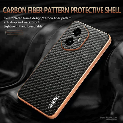 AZNS For Honor 300 Case Electroplating Carbon Fiber Texture PU + TPU Phone Cover