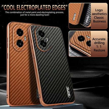 AZNS For Honor 300 Case Electroplating Carbon Fiber Texture PU + TPU Phone Cover