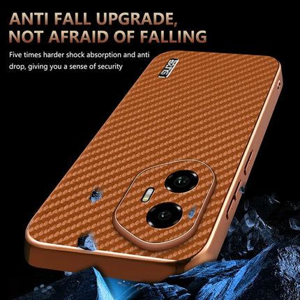 AZNS For Honor 300 Case Electroplating Carbon Fiber Texture PU + TPU Phone Cover