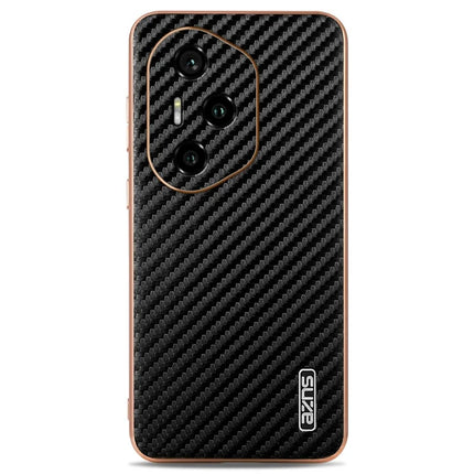 AZNS For Honor 300 Pro Case Electroplating Carbon Fiber Texture PU + TPU Phone Cover