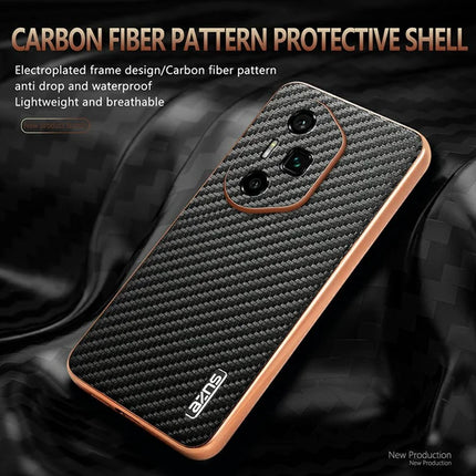 AZNS For Honor 300 Ultra Case Electroplating Carbon Fiber Texture PU + TPU Phone Cover