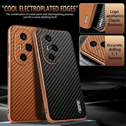 AZNS For Honor 300 Ultra Case Electroplating Carbon Fiber Texture PU + TPU Phone Cover