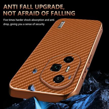 AZNS For Honor 300 Ultra Case Electroplating Carbon Fiber Texture PU + TPU Phone Cover