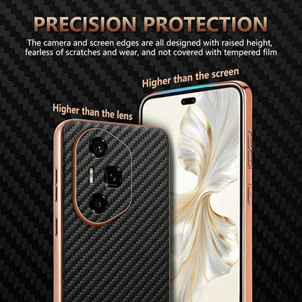 AZNS For Honor 300 Ultra Case Electroplating Carbon Fiber Texture PU + TPU Phone Cover