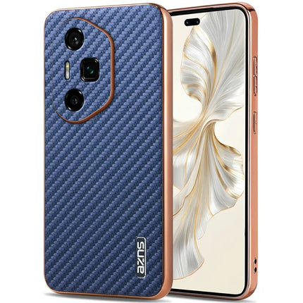 AZNS For Honor 300 Ultra Case Electroplating Carbon Fiber Texture PU + TPU Phone Cover - Blue