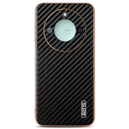 AZNS For Honor X60 5G Case Electroplating Carbon Fiber Texture PU + TPU Phone Cover