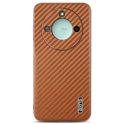 AZNS For Honor X60 5G Case Electroplating Carbon Fiber Texture PU + TPU Phone Cover