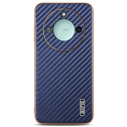 AZNS For Honor X60 5G Case Electroplating Carbon Fiber Texture PU + TPU Phone Cover