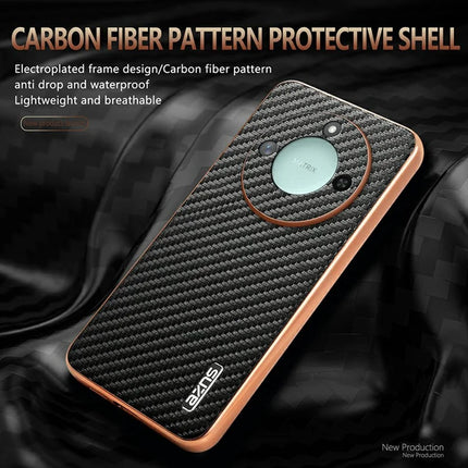 AZNS For Honor X60 5G Case Electroplating Carbon Fiber Texture PU + TPU Phone Cover