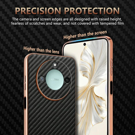 AZNS For Honor X60 5G Case Electroplating Carbon Fiber Texture PU + TPU Phone Cover