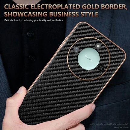 AZNS For Honor X60 5G Case Electroplating Carbon Fiber Texture PU + TPU Phone Cover