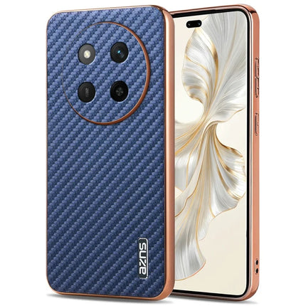 AZNS For Honor X60 Pro 5G Case Electroplating Carbon Fiber Texture PU + TPU Phone Cover - Blue