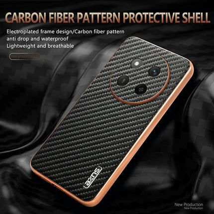 AZNS For Honor X60 Pro 5G Case Electroplating Carbon Fiber Texture PU + TPU Phone Cover