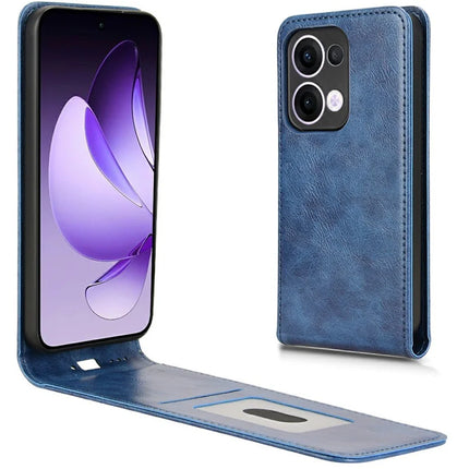 For Oppo Reno13 5G (Global) Case with Card Slot Magnetic Vertical Flip Leather Phone Cover - Dark Blue