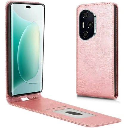 For Honor 300 Pro Case with Card Slot Magnetic Vertical Flip Leather Phone Cover - Rose Gold