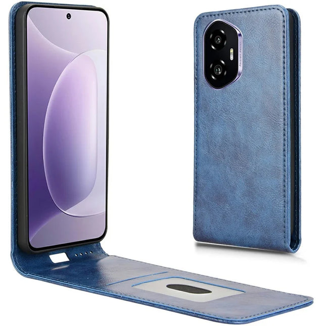 For Honor 300 Case with Card Slot Magnetic Vertical Flip Leather Phone Cover - Dark Blue