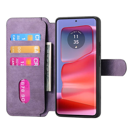 For Motorola Edge 50 Pro 5G Case CASENEO Detachable Magnetic RFID Block Leather Phone Wallet Cover - Purple