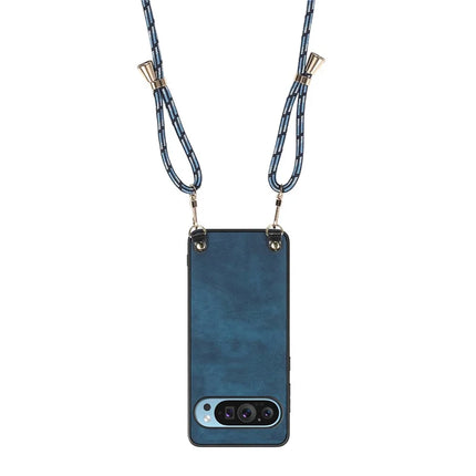 For Google Pixel 9 Retro Leather Phone Back Cover with Adjustable Strap