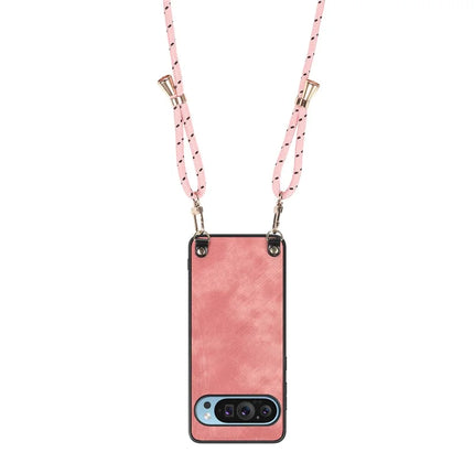 For Google Pixel 9 Retro Leather Phone Back Cover with Adjustable Strap
