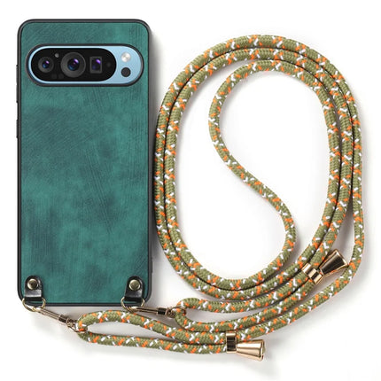 For Google Pixel 9 Retro Leather Phone Back Cover with Adjustable Strap