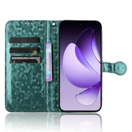 For Oppo Reno13 5G (Global) Wallet Case Dot Pattern Imprint PU Leather Phone Cover