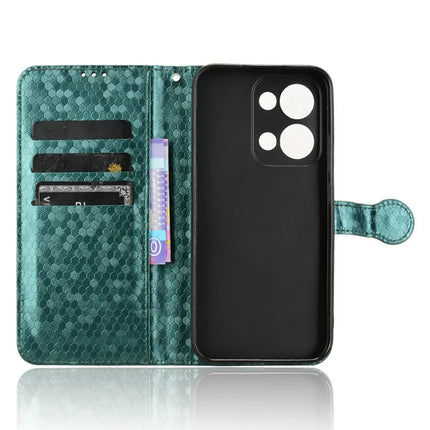 For Oppo Reno13 5G (Global) Wallet Case Dot Pattern Imprint PU Leather Phone Cover