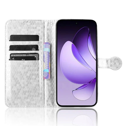 For Oppo Reno13 5G (Global) Wallet Case Dot Pattern Imprint PU Leather Phone Cover