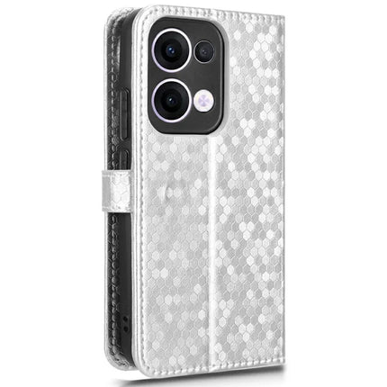For Oppo Reno13 5G (Global) Wallet Case Dot Pattern Imprint PU Leather Phone Cover