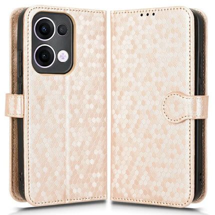For Oppo Reno13 5G (Global) Wallet Case Dot Pattern Imprint PU Leather Phone Cover - Rose Gold