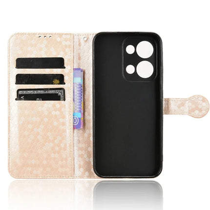 For Oppo Reno13 5G (Global) Wallet Case Dot Pattern Imprint PU Leather Phone Cover