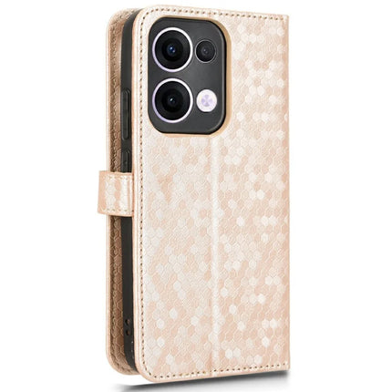 For Oppo Reno13 5G (Global) Wallet Case Dot Pattern Imprint PU Leather Phone Cover