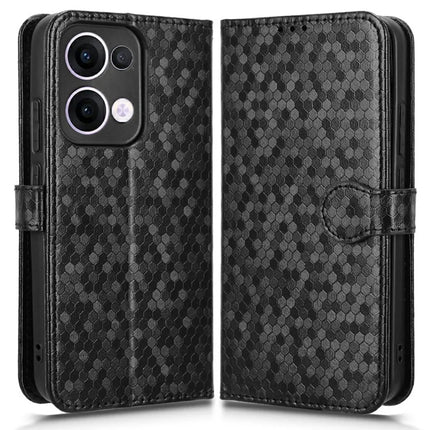 For Oppo Reno13 5G (Global) Wallet Case Dot Pattern Imprint PU Leather Phone Cover - Black