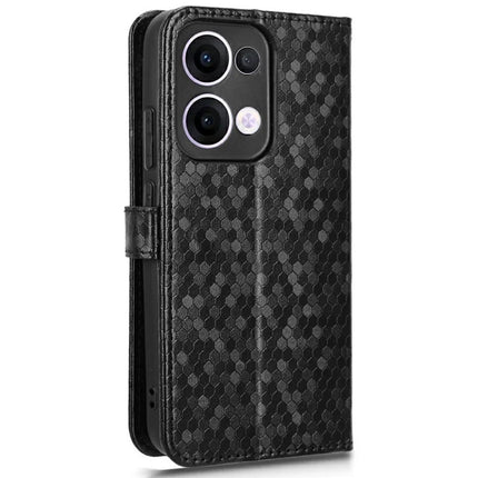 For Oppo Reno13 5G (Global) Wallet Case Dot Pattern Imprint PU Leather Phone Cover