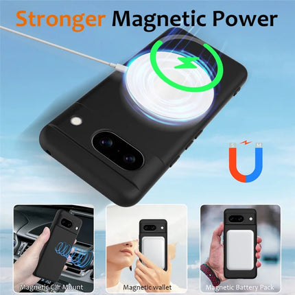 For Google Pixel 8a Case Compatible with MagSafe Liquid Silicone Phone Cover with Lanyard