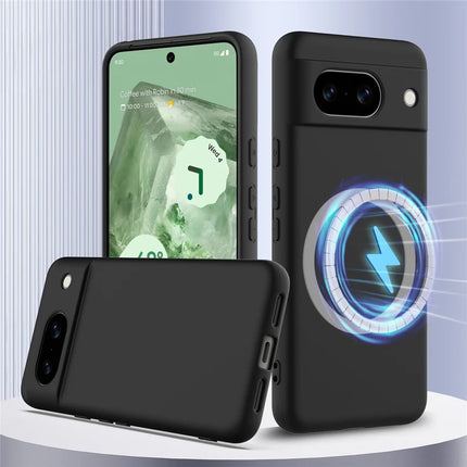 For Google Pixel 8a Case Compatible with MagSafe Liquid Silicone Phone Cover with Lanyard