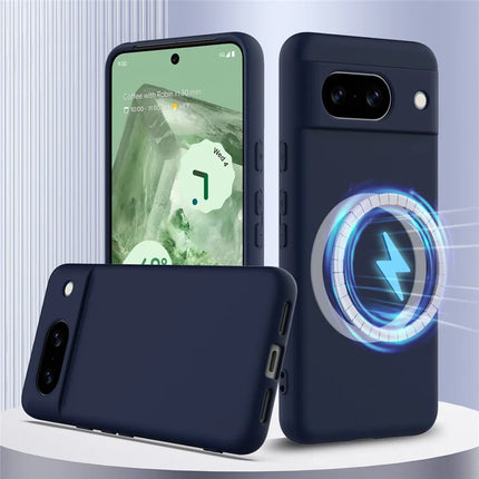 For Google Pixel 8a Case Compatible with MagSafe Liquid Silicone Phone Cover with Lanyard