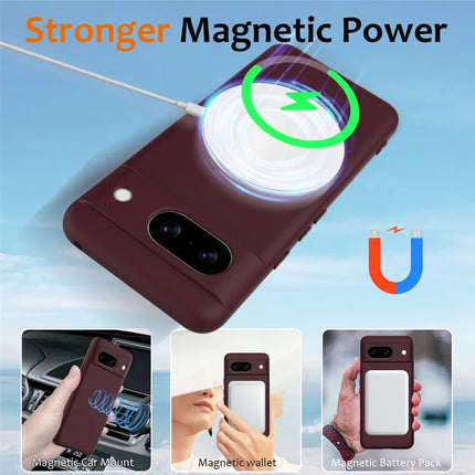 For Google Pixel 8a Case Compatible with MagSafe Liquid Silicone Phone Cover with Lanyard