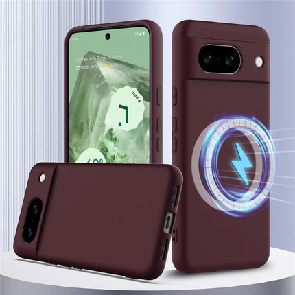 For Google Pixel 8a Case Compatible with MagSafe Liquid Silicone Phone Cover with Lanyard