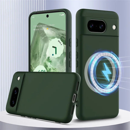 For Google Pixel 8a Case Compatible with MagSafe Liquid Silicone Phone Cover with Lanyard
