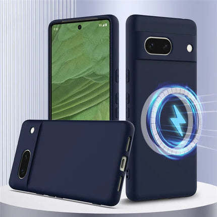 For Google Pixel 7a Case Compatible with MagSafe Liquid Silicone Phone Cover with Lanyard