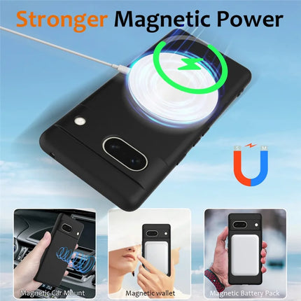 For Google Pixel 7a Case Compatible with MagSafe Liquid Silicone Phone Cover with Lanyard