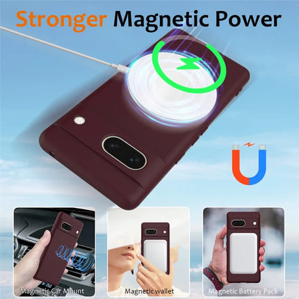 For Google Pixel 7a Case Compatible with MagSafe Liquid Silicone Phone Cover with Lanyard