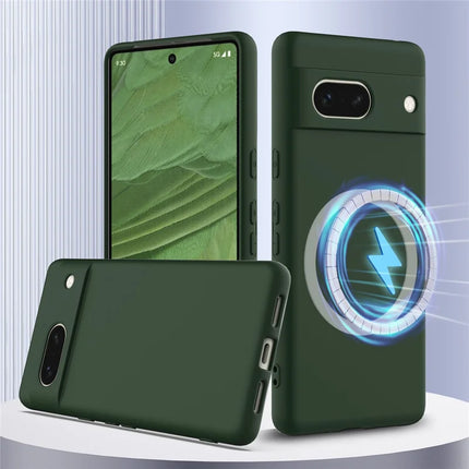 For Google Pixel 7a Case Compatible with MagSafe Liquid Silicone Phone Cover with Lanyard