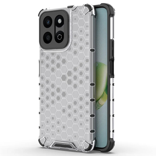 For Honor Play 60 Plus 5G Case PC + TPU Phone Cover Honeycomb Shape - Grey