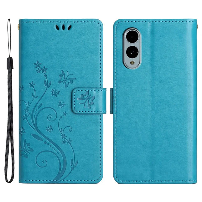 For Fujitsu Arrows We2 F-52E Case PU Leather Phone Wallet Cover with Strap - Blue