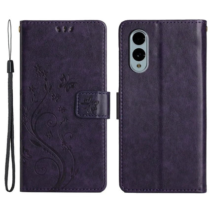 For Fujitsu Arrows We2 F-52E Case PU Leather Phone Wallet Cover with Strap - Dark Purple