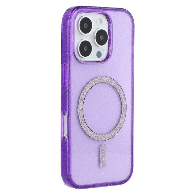 For iPhone 16 Pro Max Case Compatible with MagSafe 2.0mm PC + TPU Glitter Phone Cover - Purple