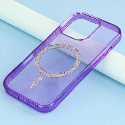 For iPhone 16 Pro Max Case Compatible with MagSafe 2.0mm PC + TPU Glitter Phone Cover