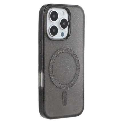For iPhone 16 Pro Max Case Compatible with MagSafe 2.0mm PC + TPU Glitter Phone Cover - Black